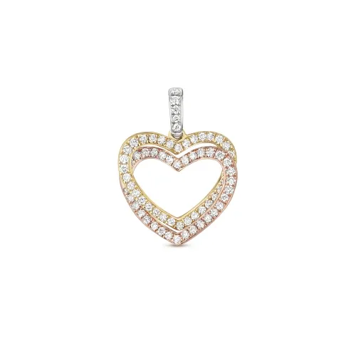 9ct Gold Heart Pendant 3 Colour 0.23ct